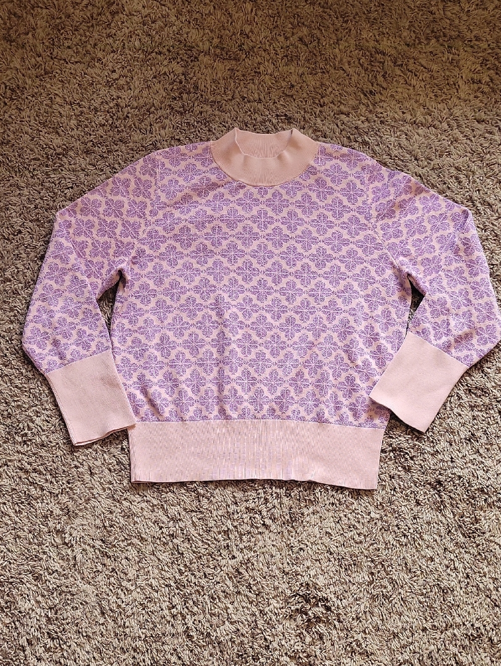 kate spade Pink and Lavender Jacquard Sparkle Sweater